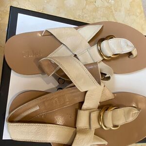 CHLOE light beige leather sandal - size 10